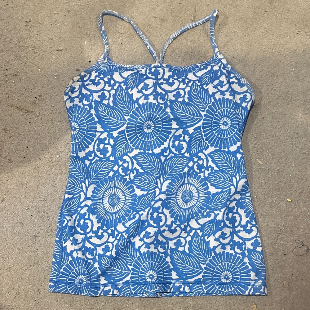 lululemon athletica Blue and White Floral Strappy Camisole